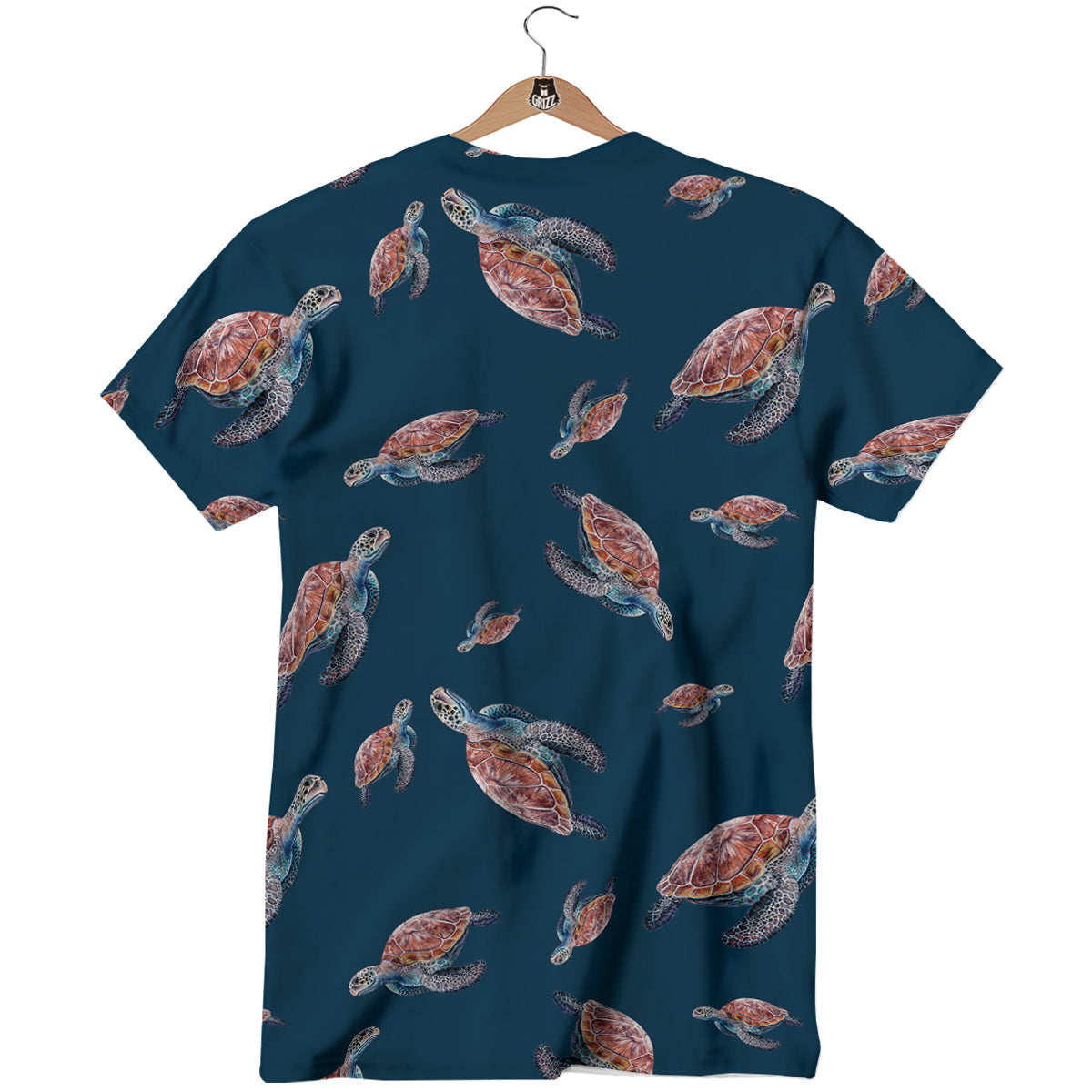 Turtle Watercolor Print Pattern T-Shirt-grizzshop