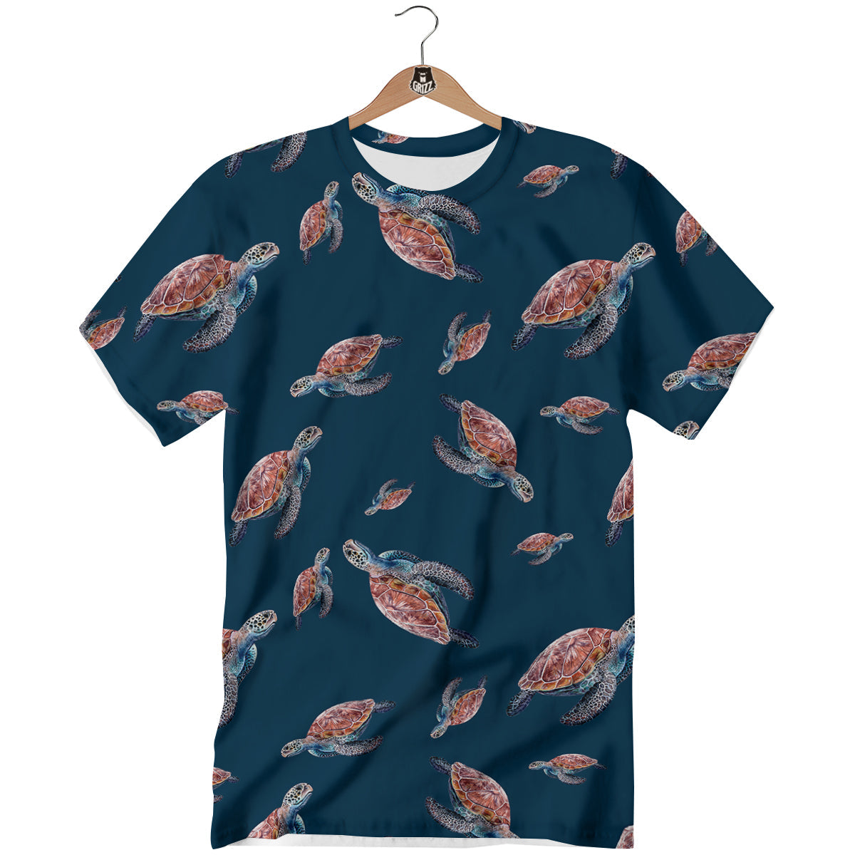 Turtle Watercolor Print Pattern T-Shirt-grizzshop