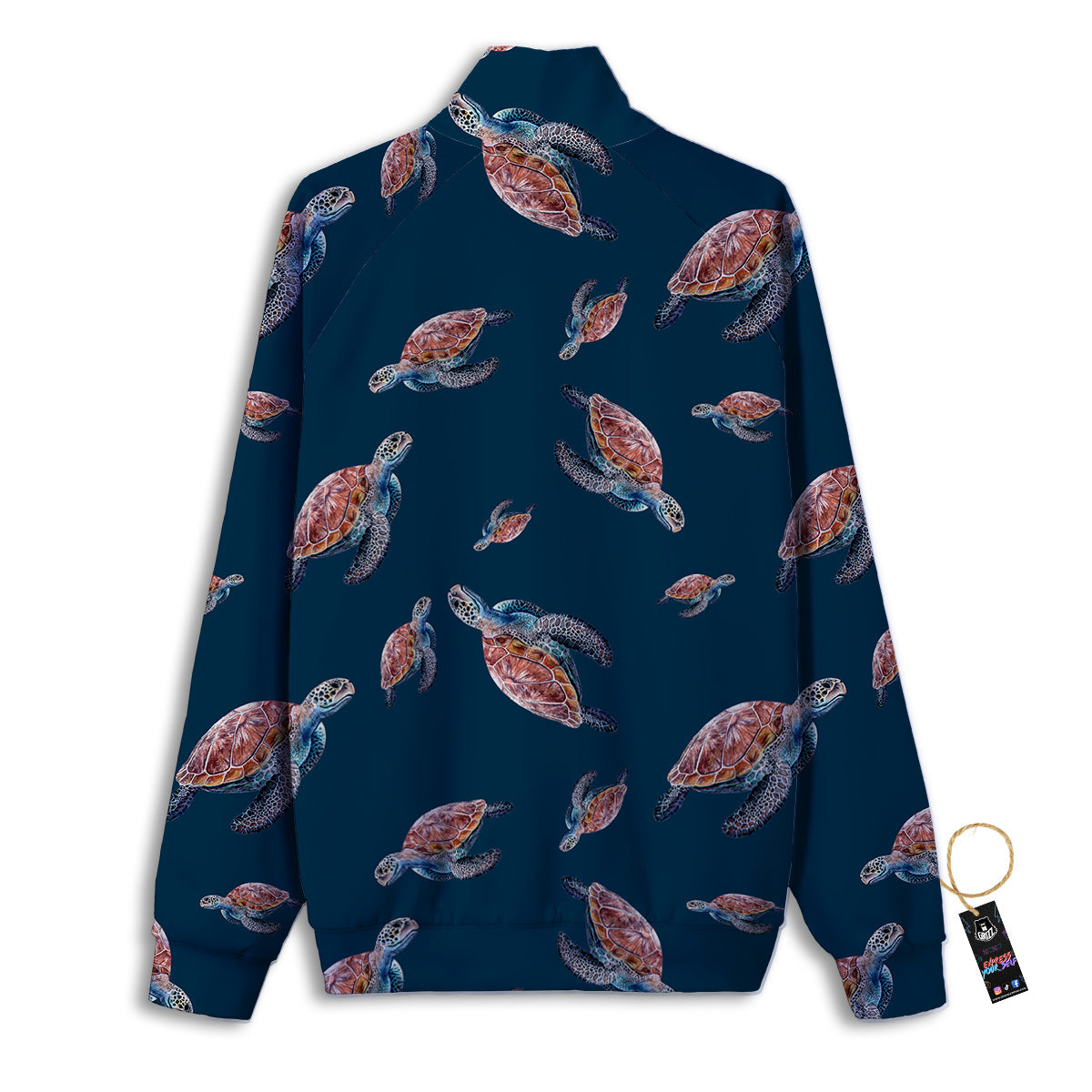 Turtle Watercolor Print Pattern Track Jacket-grizzshop