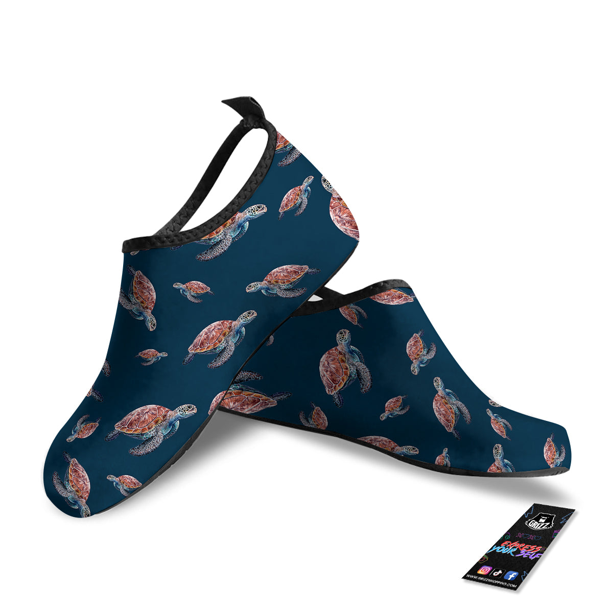 Turtle Watercolor Print Pattern Water Shoes-grizzshop