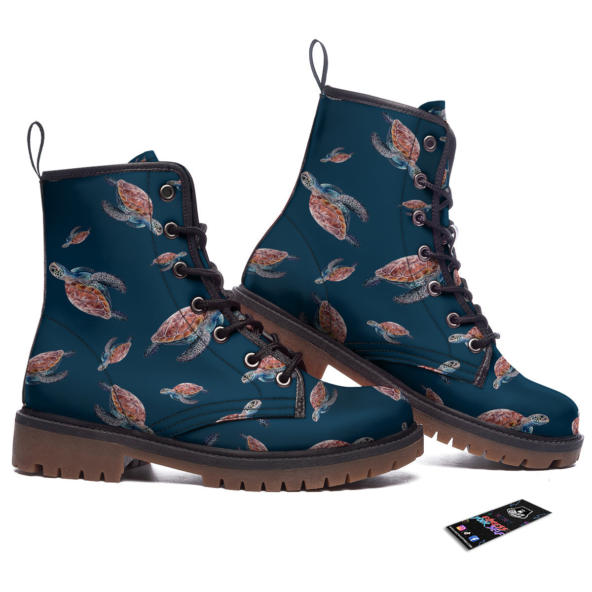 Turtle Watercolor Print Pattern Work Boots-grizzshop