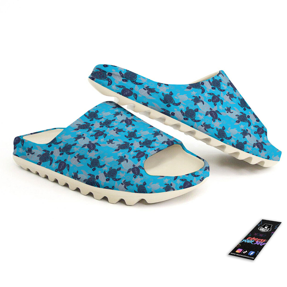 Turtle Blue Sea Print Pattern Sandals-grizzshop