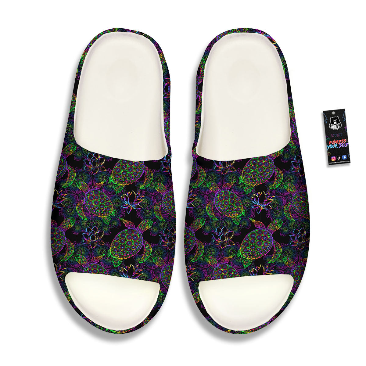 Turtle Sea Psychedelic Print Pattern Sandals-grizzshop