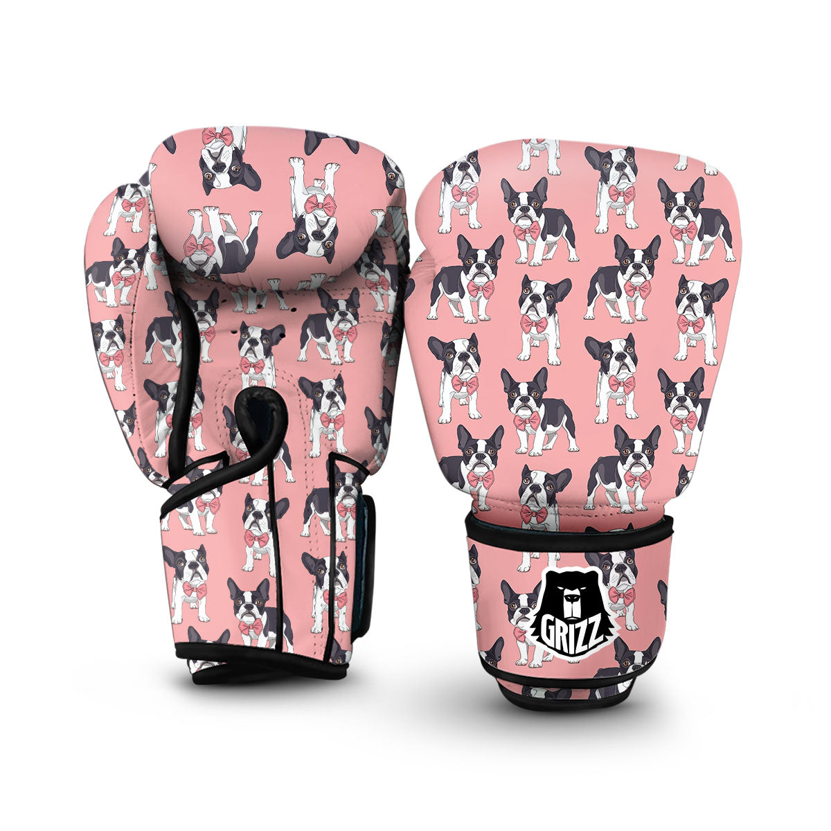 Tuxedo Bulldog Pattern Print Boxing Gloves-grizzshop