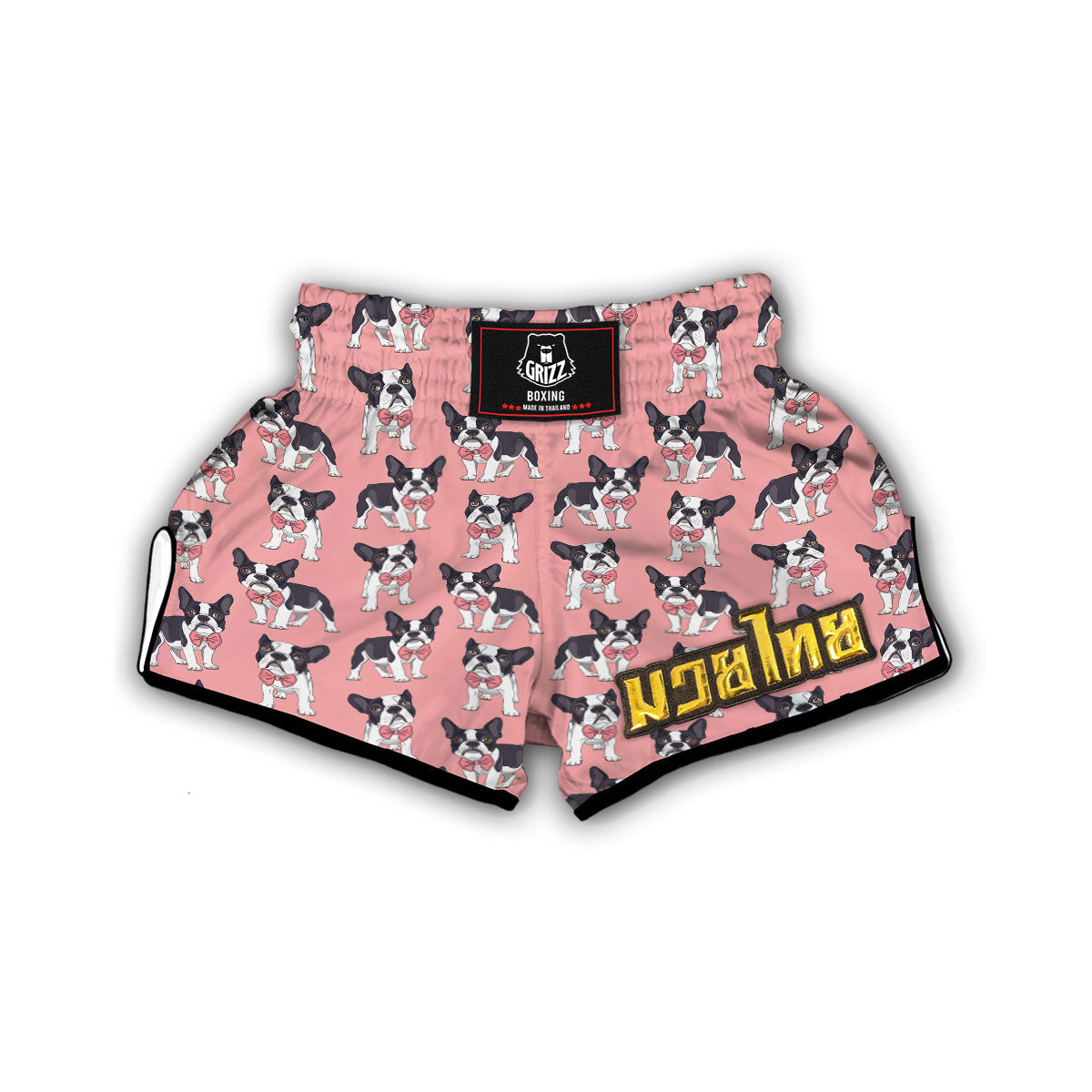 Tuxedo Bulldog Pattern Print Muay Thai Boxing Shorts-grizzshop