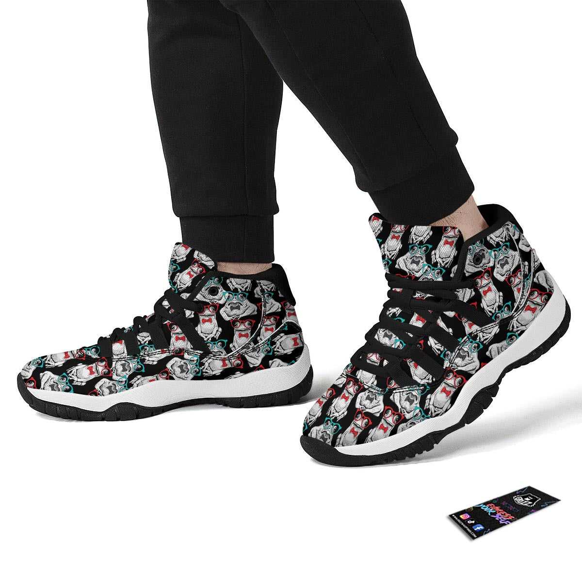 Tuxedo Frog Pattern Print Black Bball Shoes-grizzshop