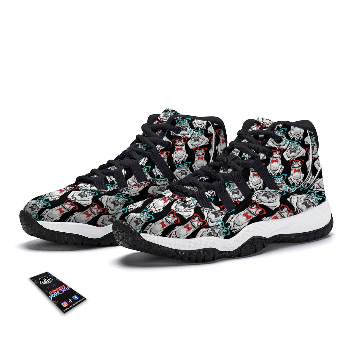 Tuxedo Frog Pattern Print Black Bball Shoes-grizzshop