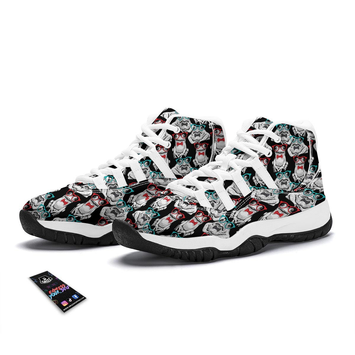 Tuxedo Frog Pattern Print White Bball Shoes-grizzshop