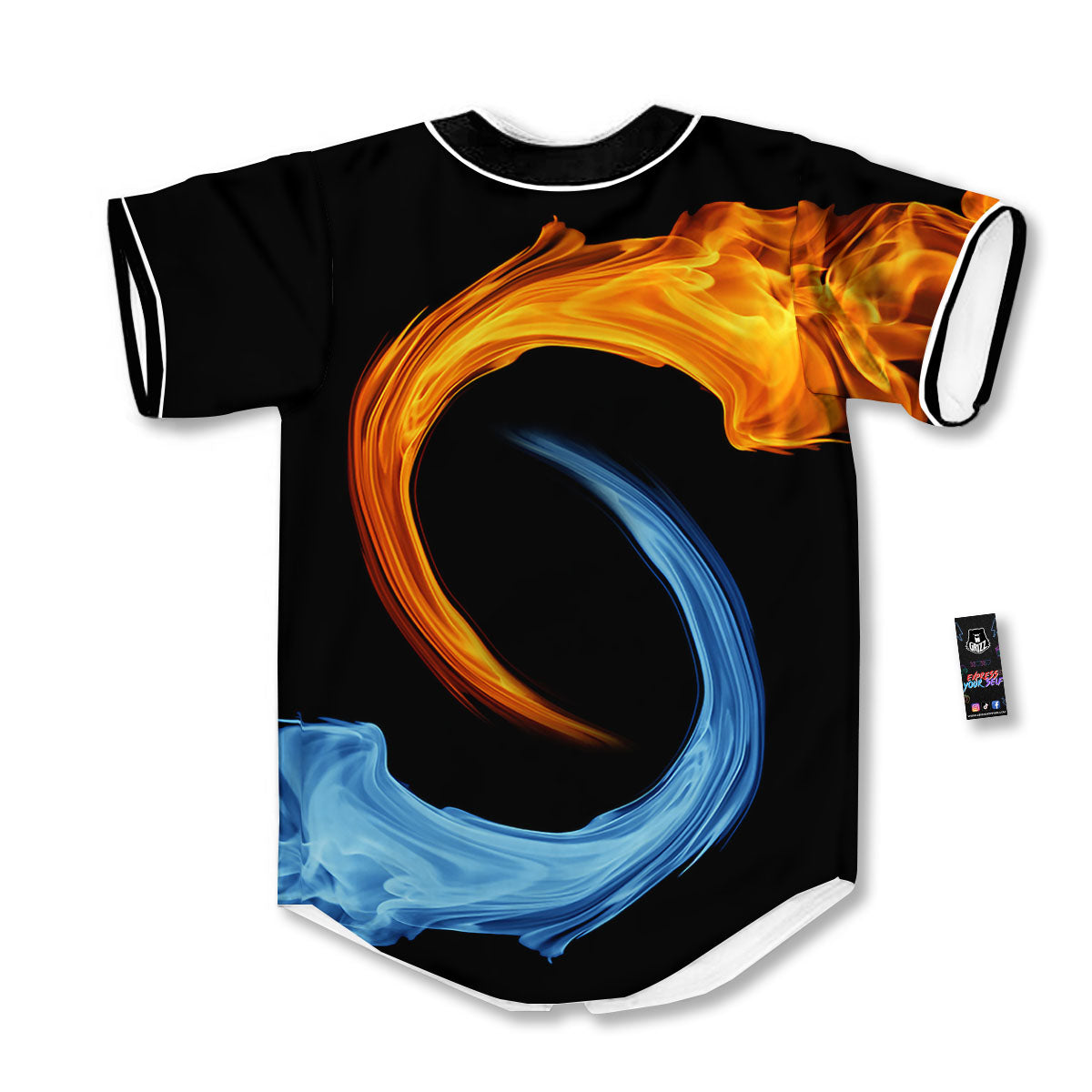 Twin Flame Blue And Red Print Baseball Jersey-grizzshop