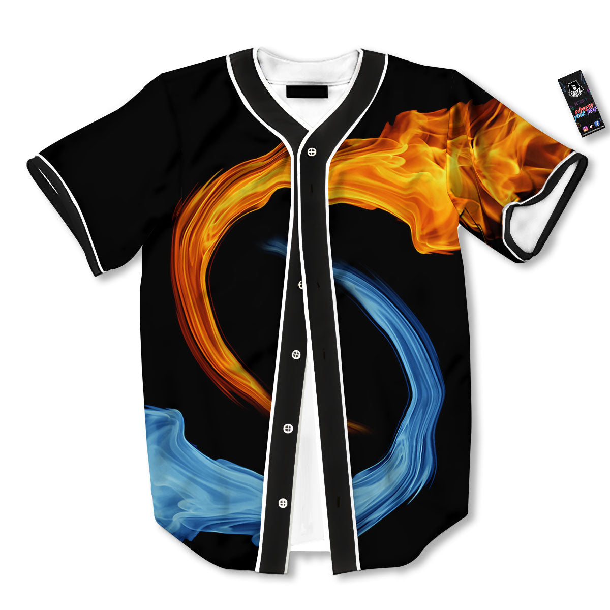 Twin Flame Blue And Red Print Baseball Jersey-grizzshop
