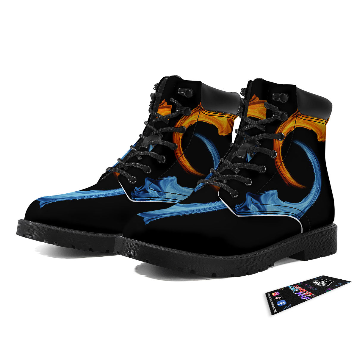 Twin Flame Blue And Red Print Boots-grizzshop