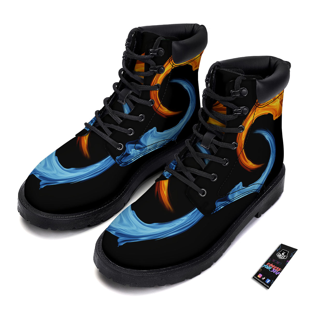 Twin Flame Blue And Red Print Boots-grizzshop