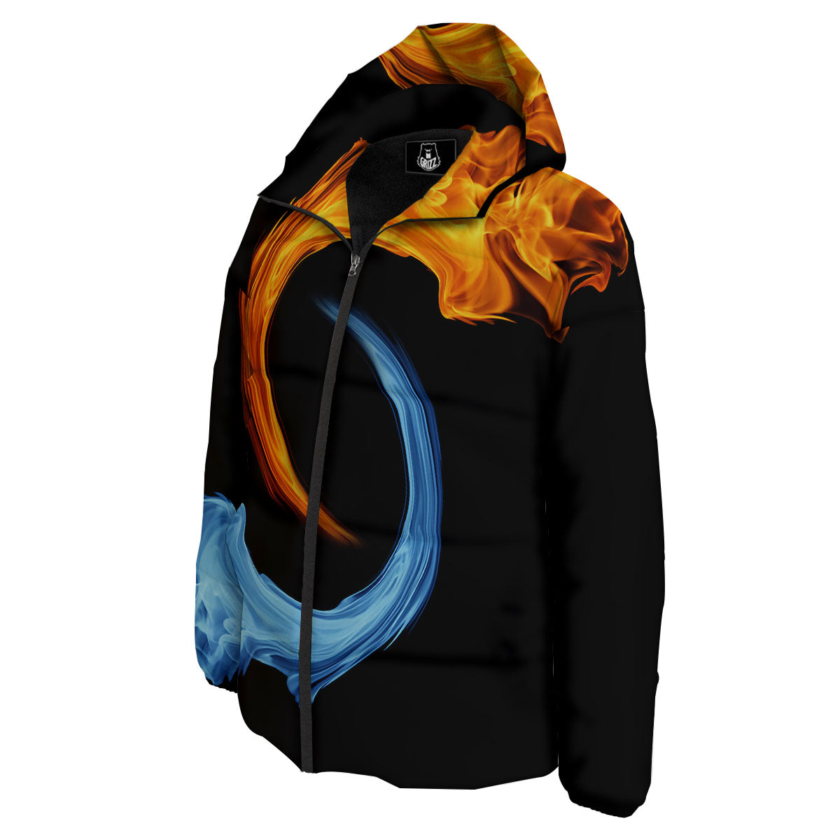 Twin Flame Blue And Red Print Down Jacket-grizzshop