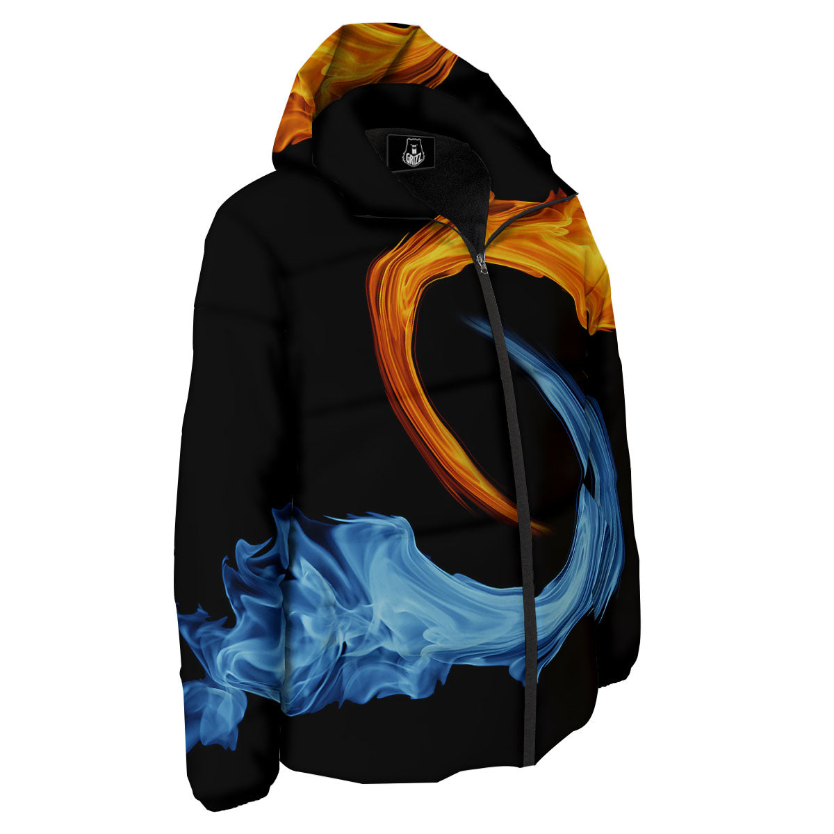Twin Flame Blue And Red Print Down Jacket-grizzshop
