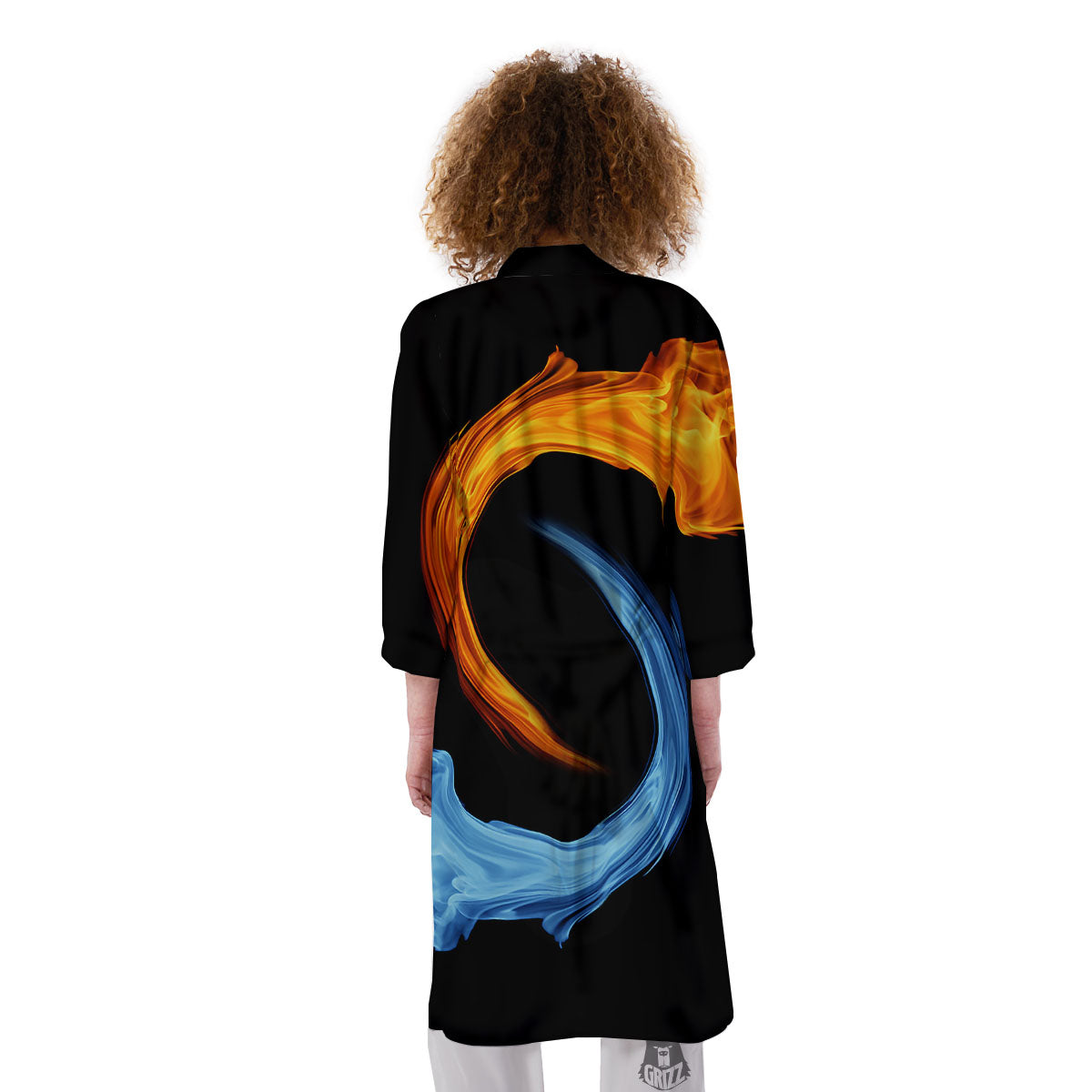 Twin Flame Blue And Red Print Kimono-grizzshop