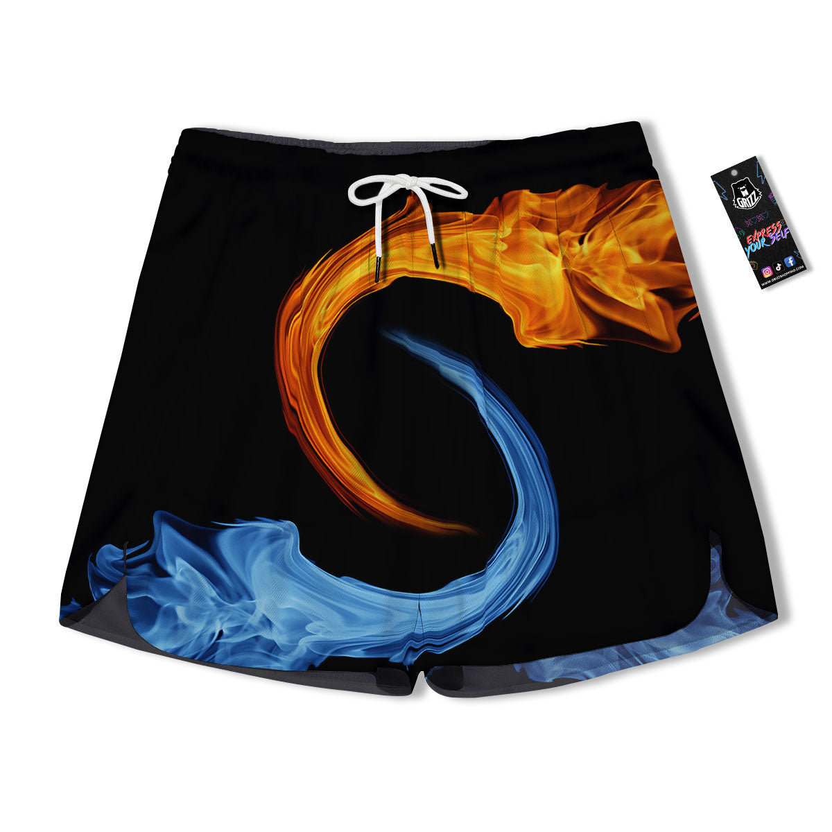 Twin Flame Blue And Red Print Men's Running Shorts-grizzshop