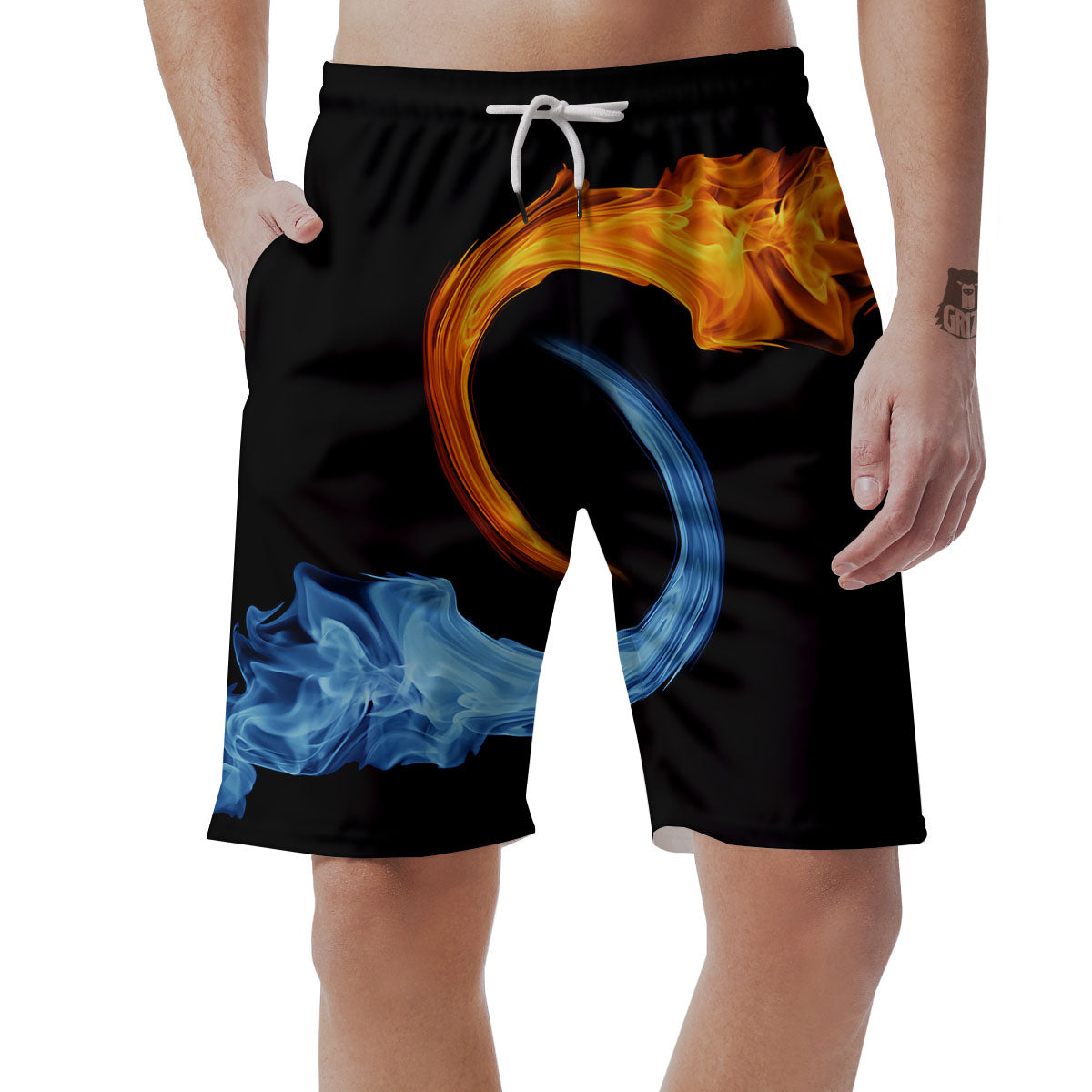 Twin Flame Blue And Red Print Men's Shorts-grizzshop