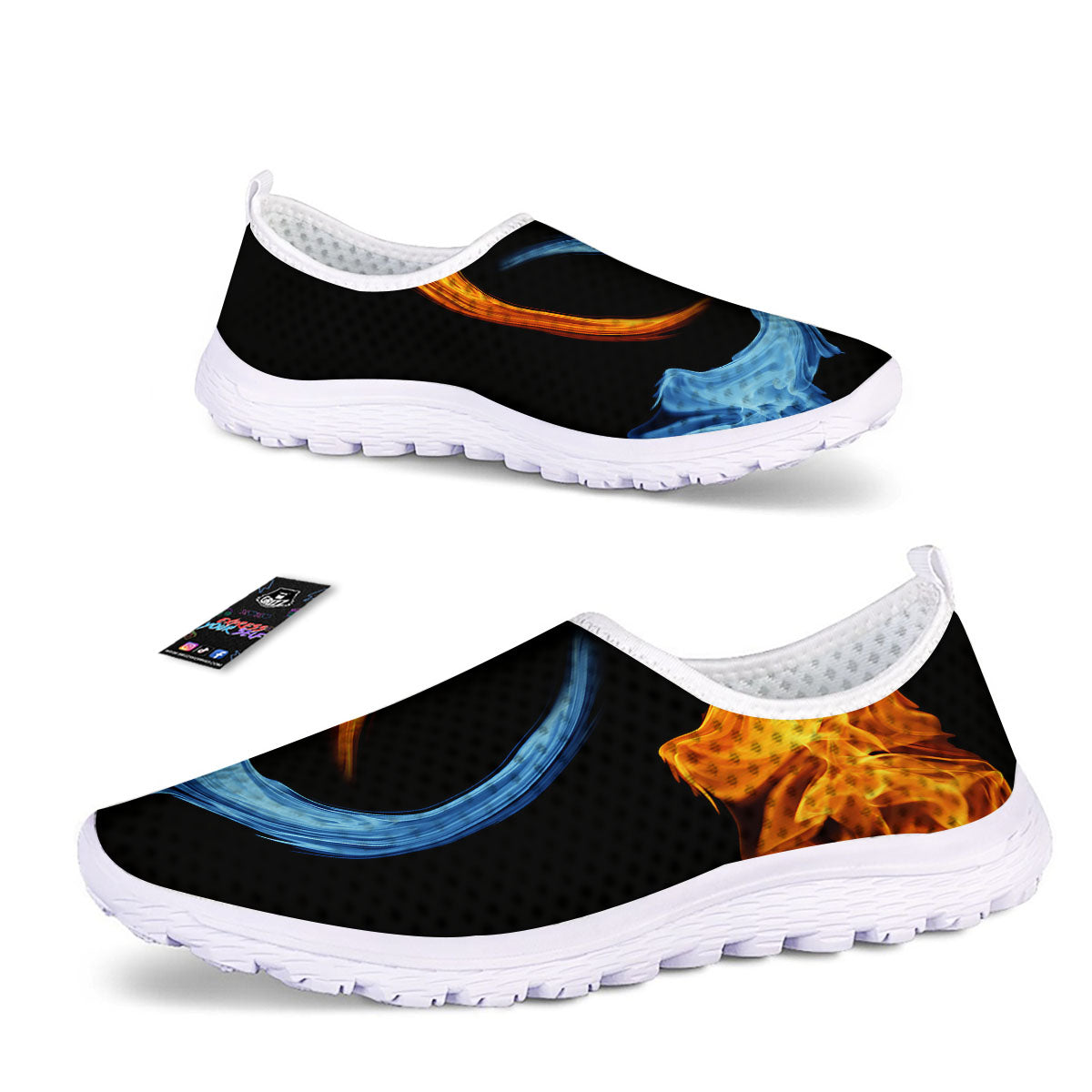 Twin Flame Blue And Red Print Nurse Shoes-grizzshop