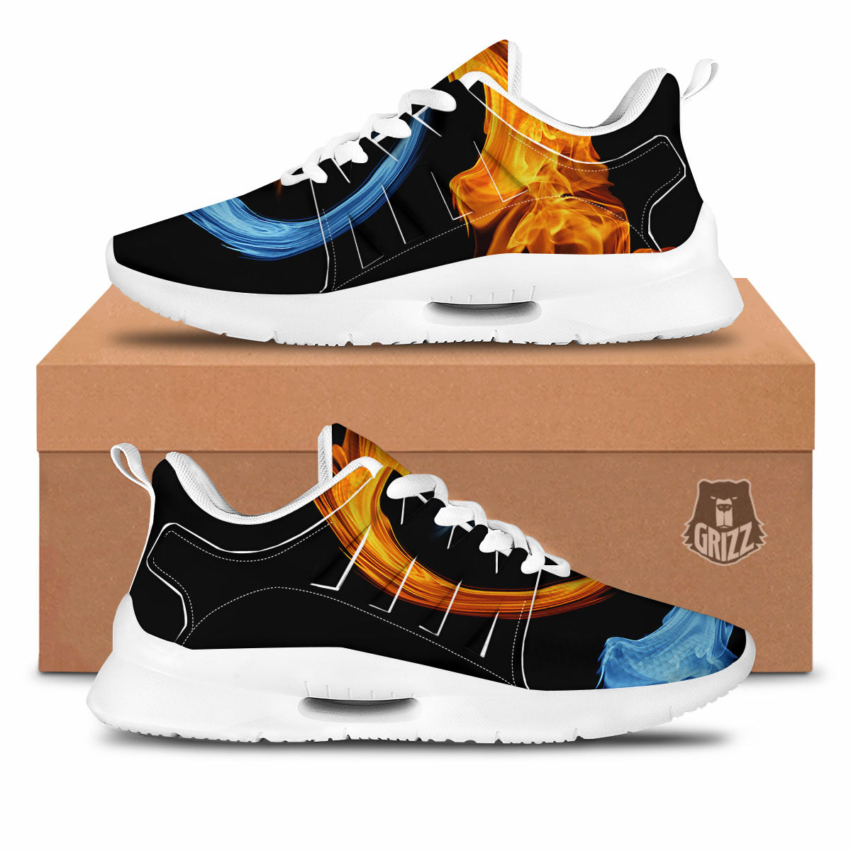 Twin Flame Blue And Red Print Tennis Shoes-grizzshop