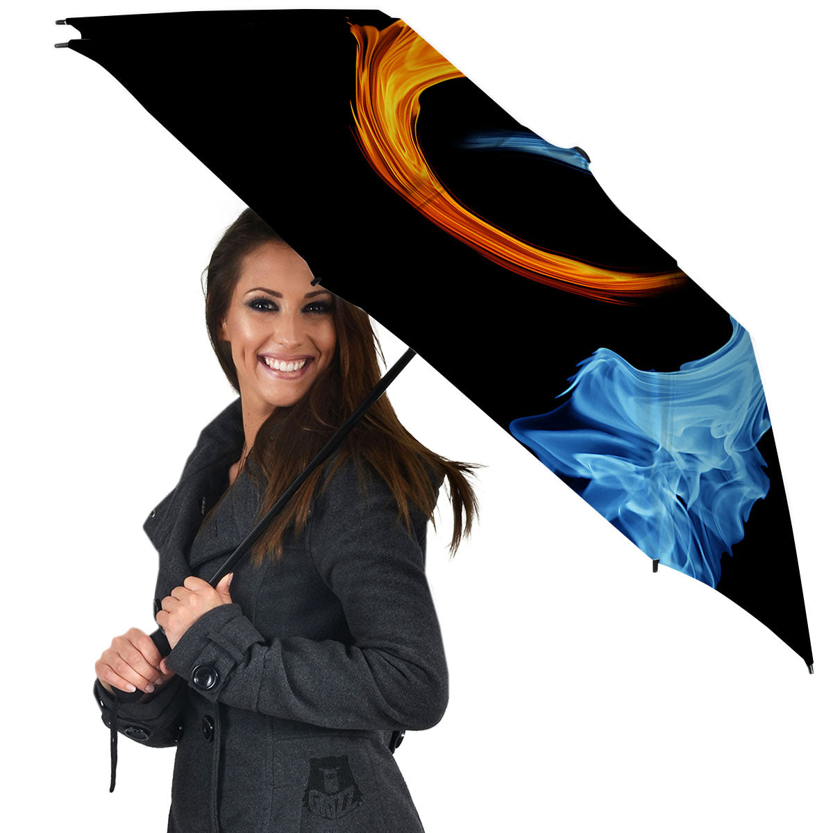 Twin Flame Blue And Red Print Umbrella-grizzshop