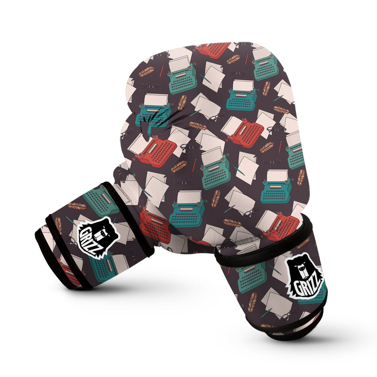 Typewriter Print Pattern Boxing Gloves-grizzshop