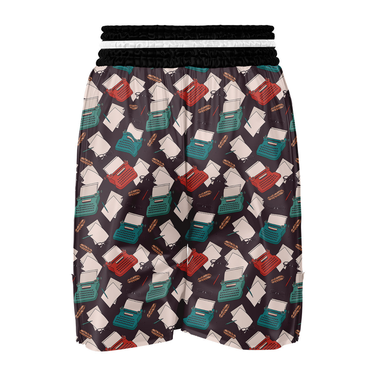 Typewriter Print Pattern Boxing Shorts-grizzshop