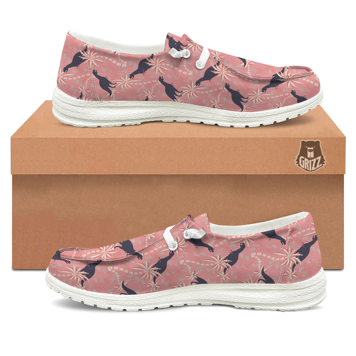 Tyrannosaurus Fossil Print Pattern Black Loafers-grizzshop