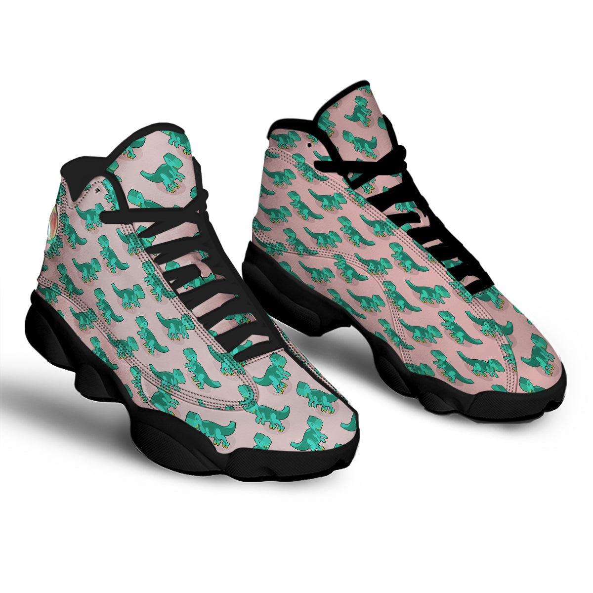 Tyrannosaurus Isometric Print Pattern Black Basketball Shoes-grizzshop