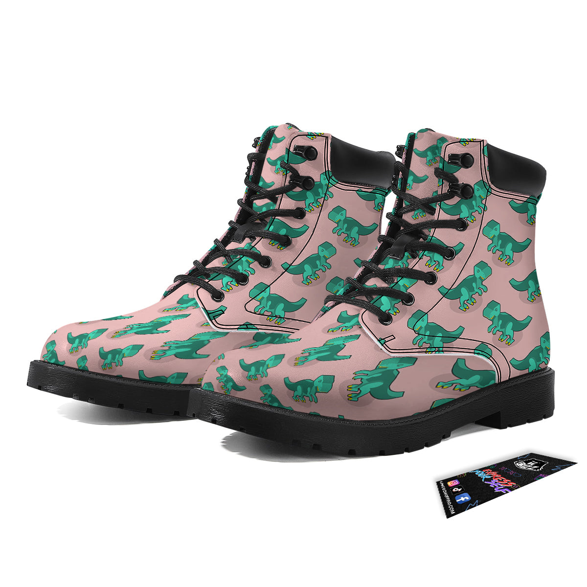 Tyrannosaurus Isometric Print Pattern Boots-grizzshop