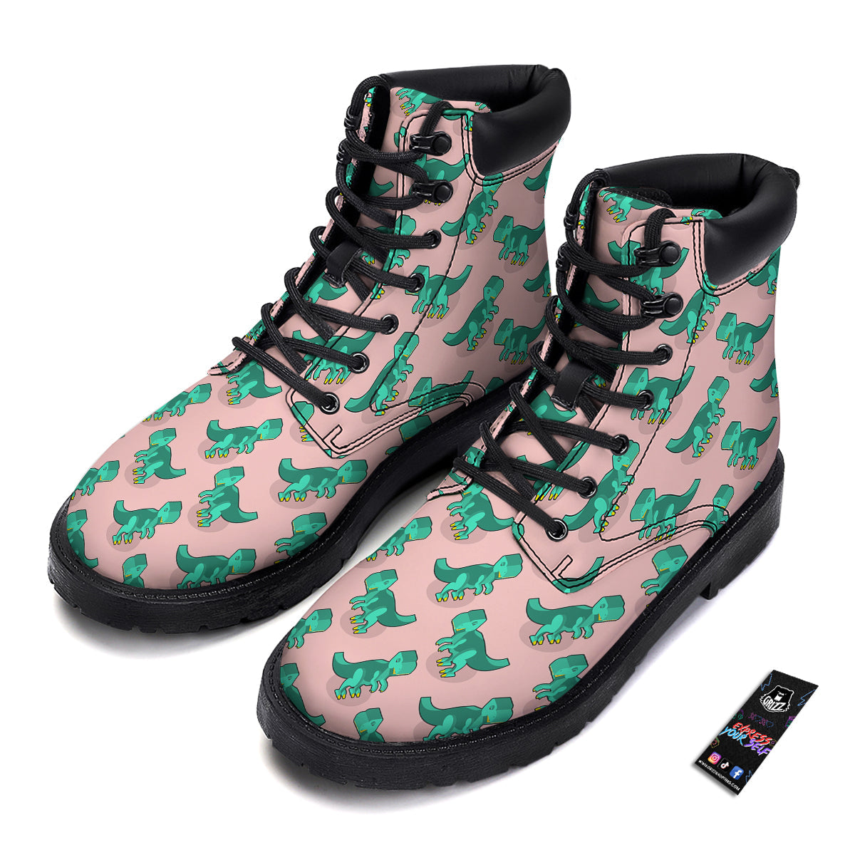 Tyrannosaurus Isometric Print Pattern Boots-grizzshop