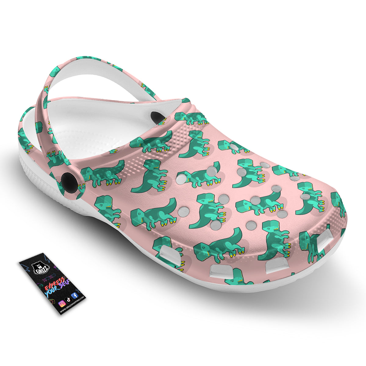 Tyrannosaurus Isometric Print Pattern Clog-grizzshop