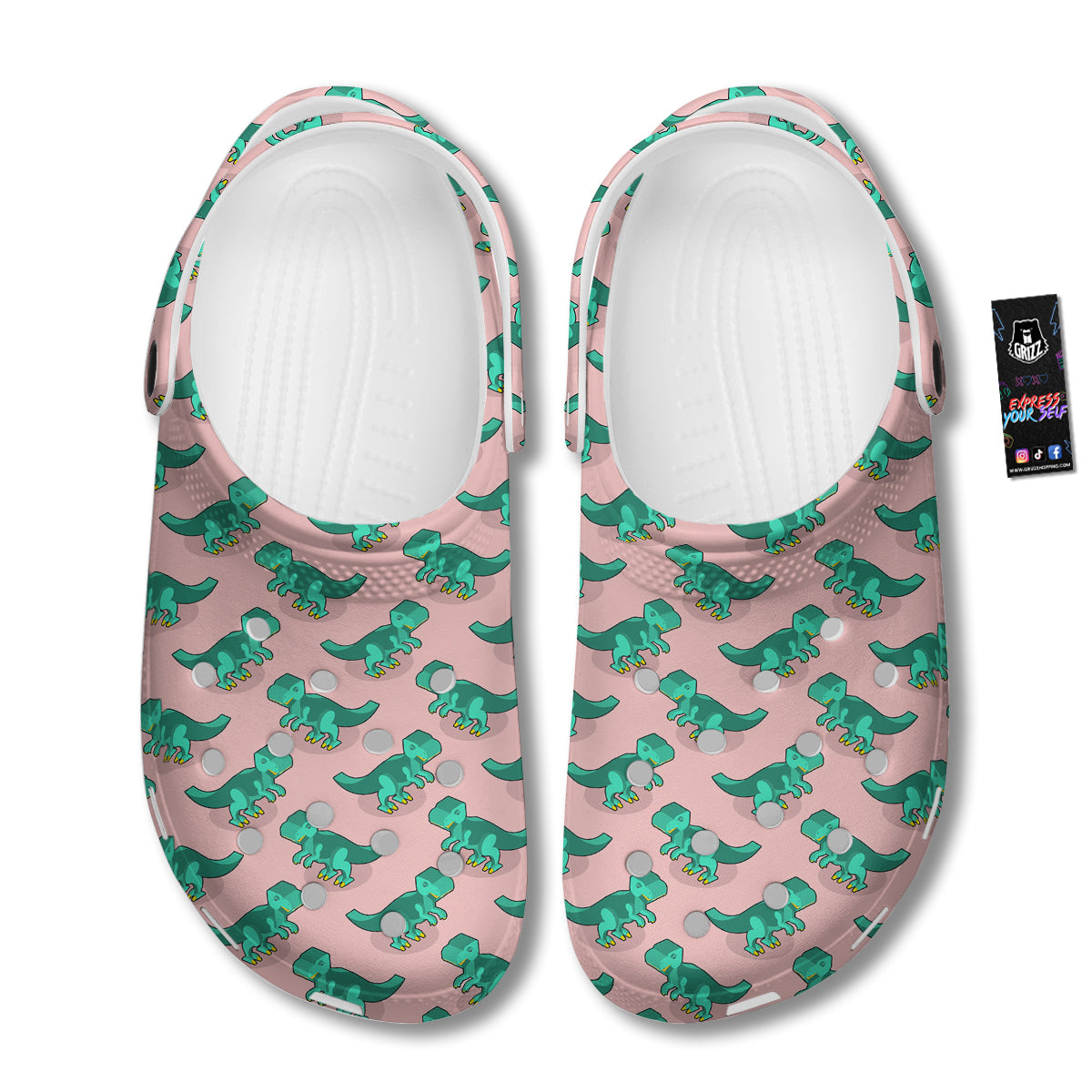 Tyrannosaurus Isometric Print Pattern Clog-grizzshop
