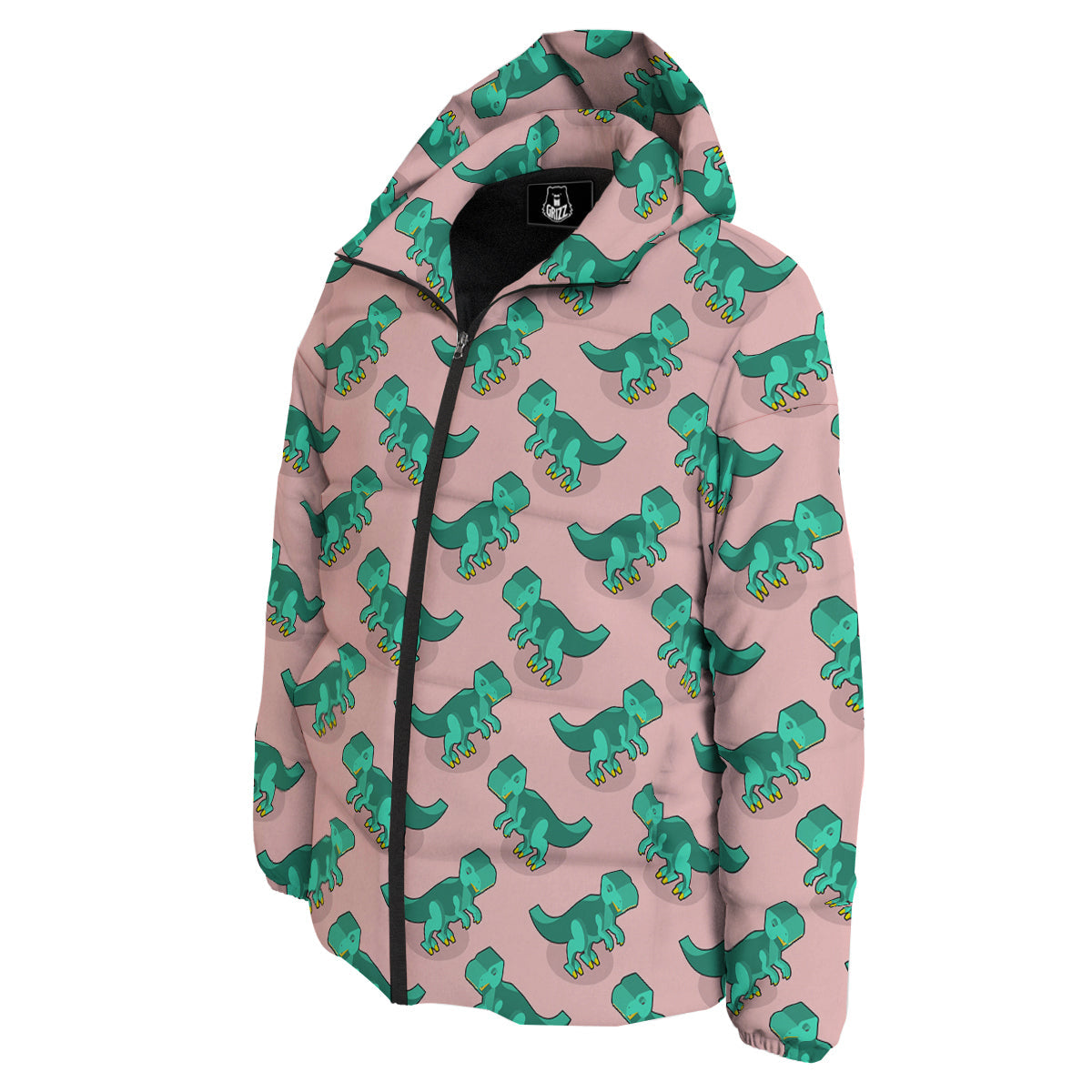 Tyrannosaurus Isometric Print Pattern Down Jacket-grizzshop