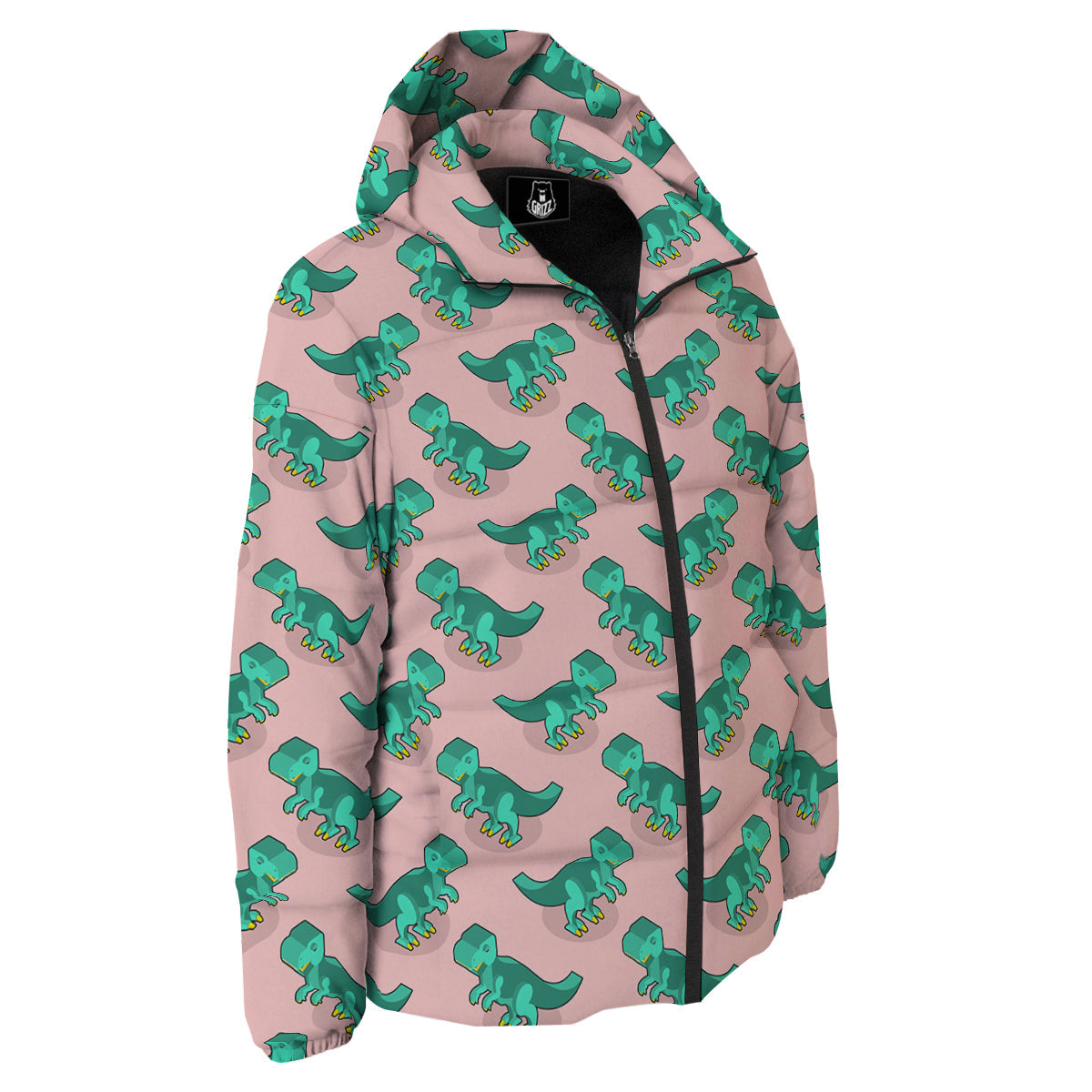 Tyrannosaurus Isometric Print Pattern Down Jacket-grizzshop