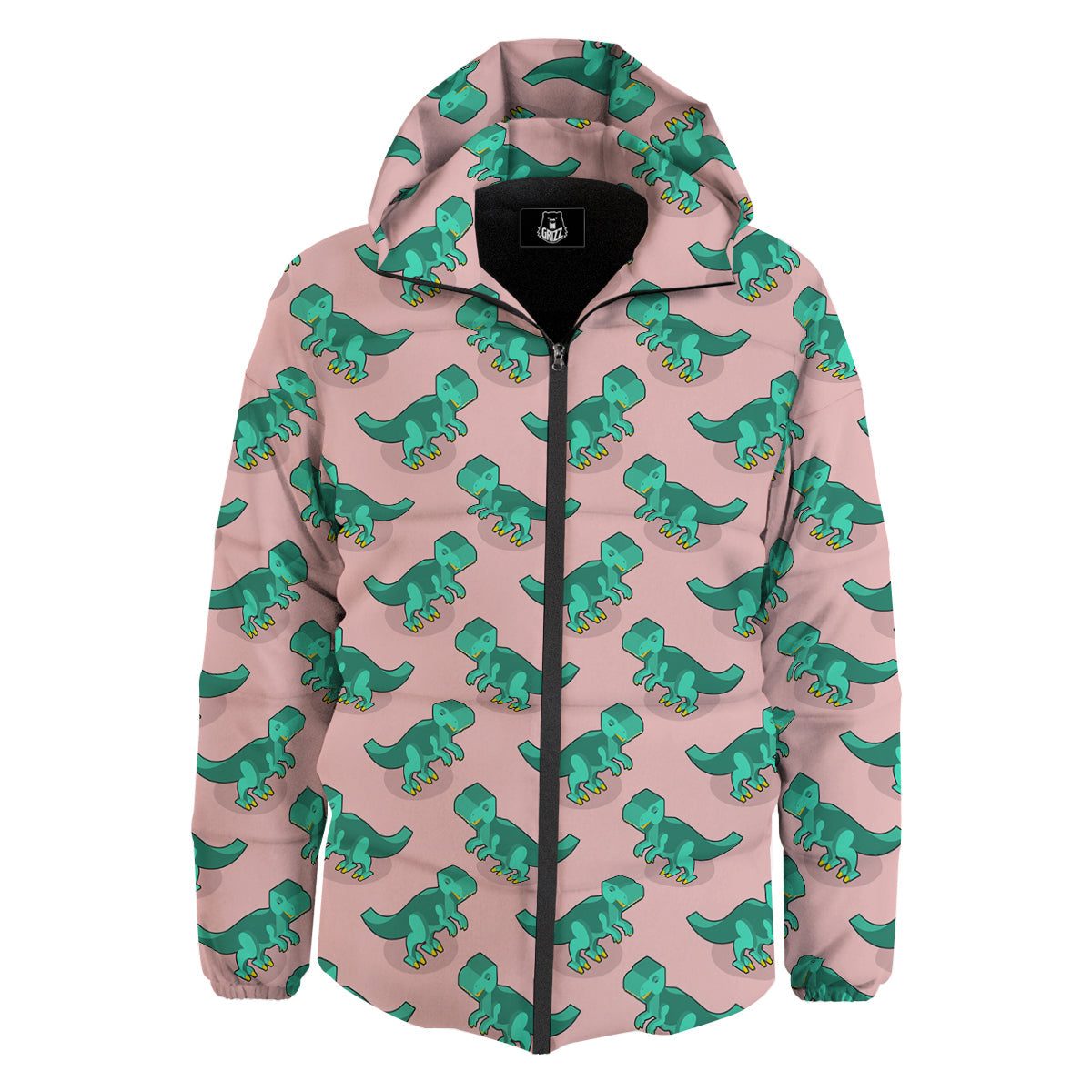 Tyrannosaurus Isometric Print Pattern Down Jacket-grizzshop