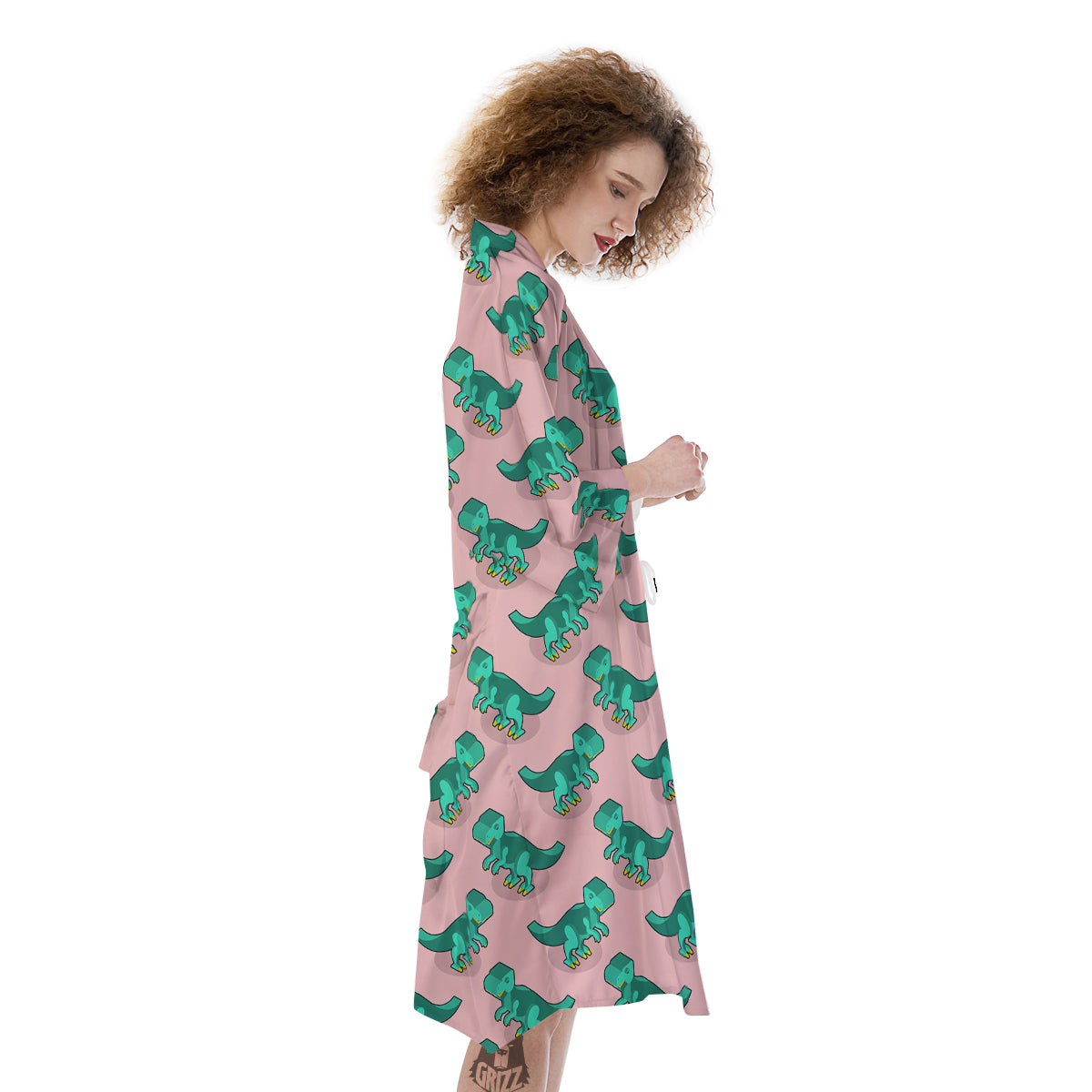 Tyrannosaurus Isometric Print Pattern Kimono-grizzshop