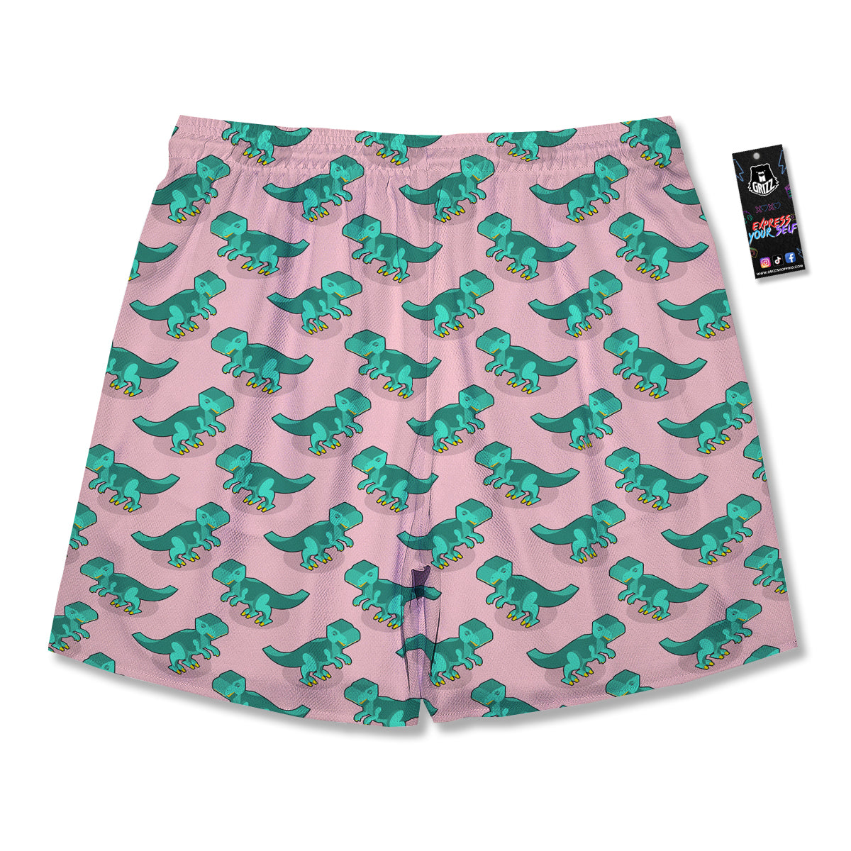 Tyrannosaurus Isometric Print Pattern Men's Running Shorts-grizzshop