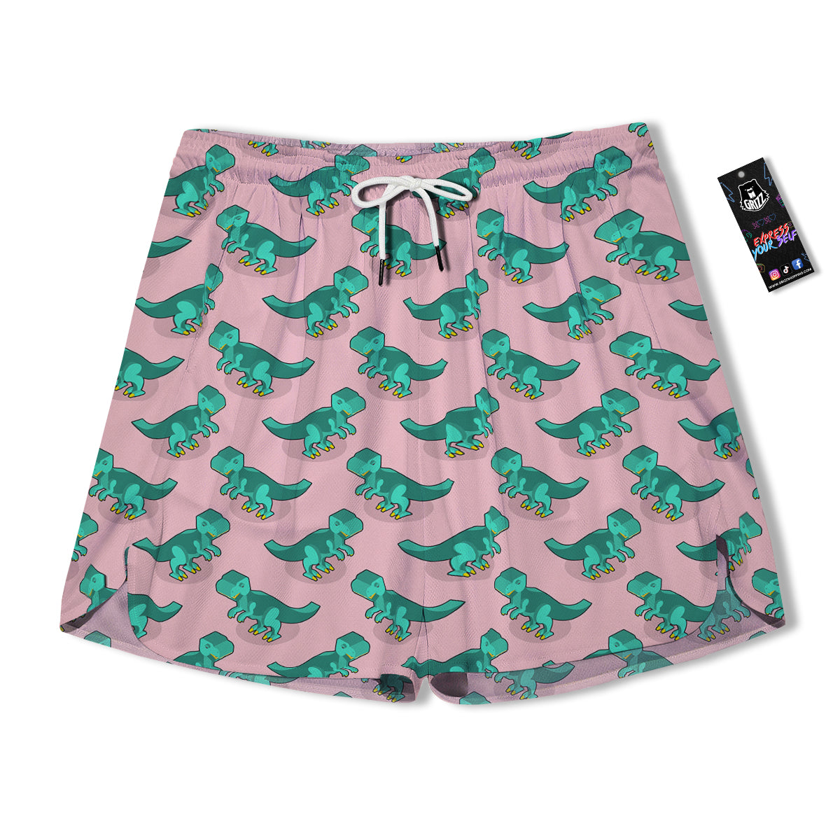 Tyrannosaurus Isometric Print Pattern Men's Running Shorts-grizzshop