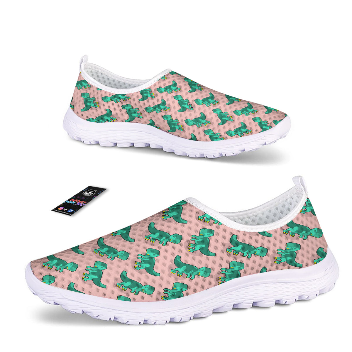 Tyrannosaurus Isometric Print Pattern Nurse Shoes-grizzshop