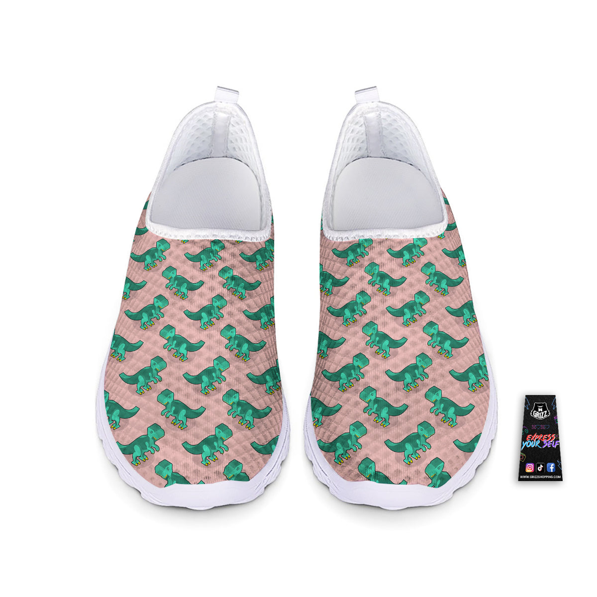 Tyrannosaurus Isometric Print Pattern Nurse Shoes-grizzshop