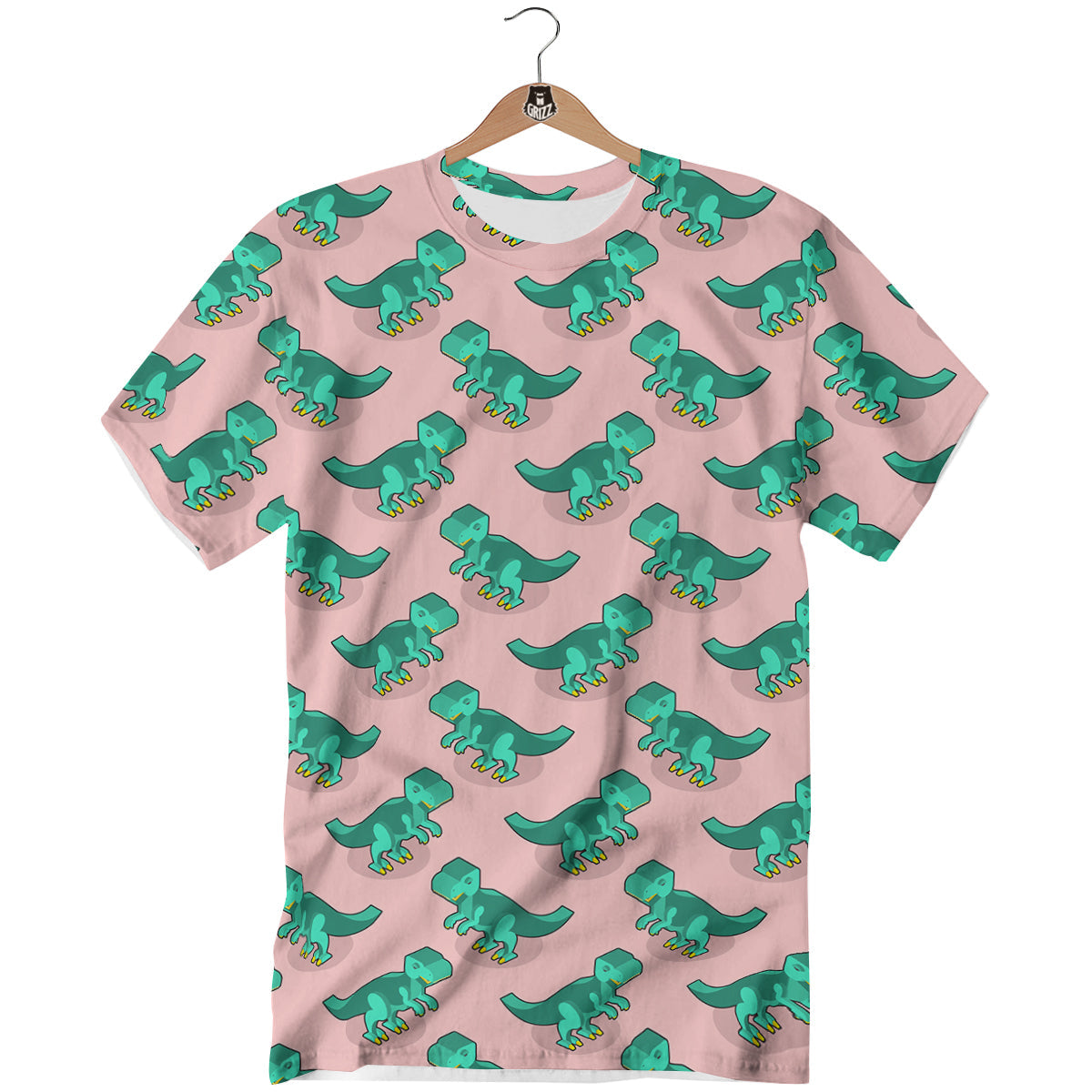 Tyrannosaurus Isometric Print Pattern T-Shirt-grizzshop
