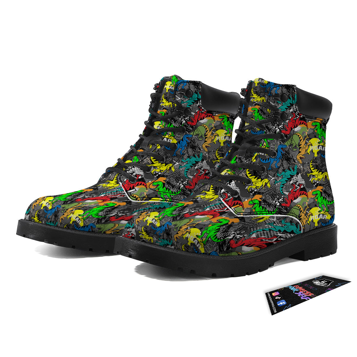 Tyrannosaurus Rex Colorful Print Boots-grizzshop