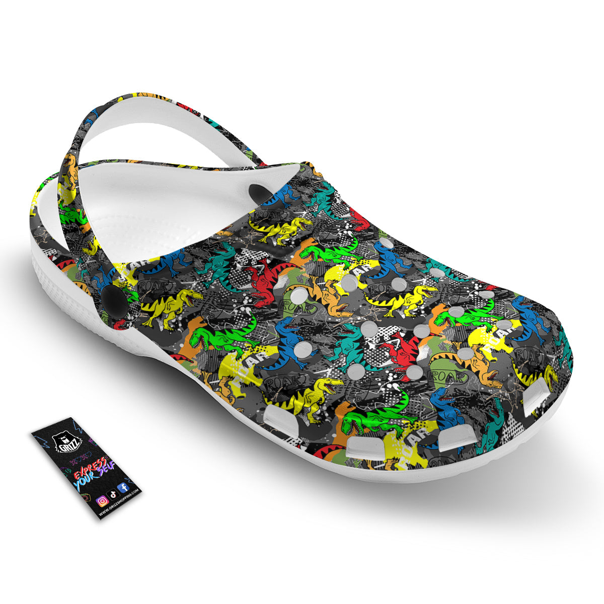 Tyrannosaurus Rex Colorful Print Clog-grizzshop
