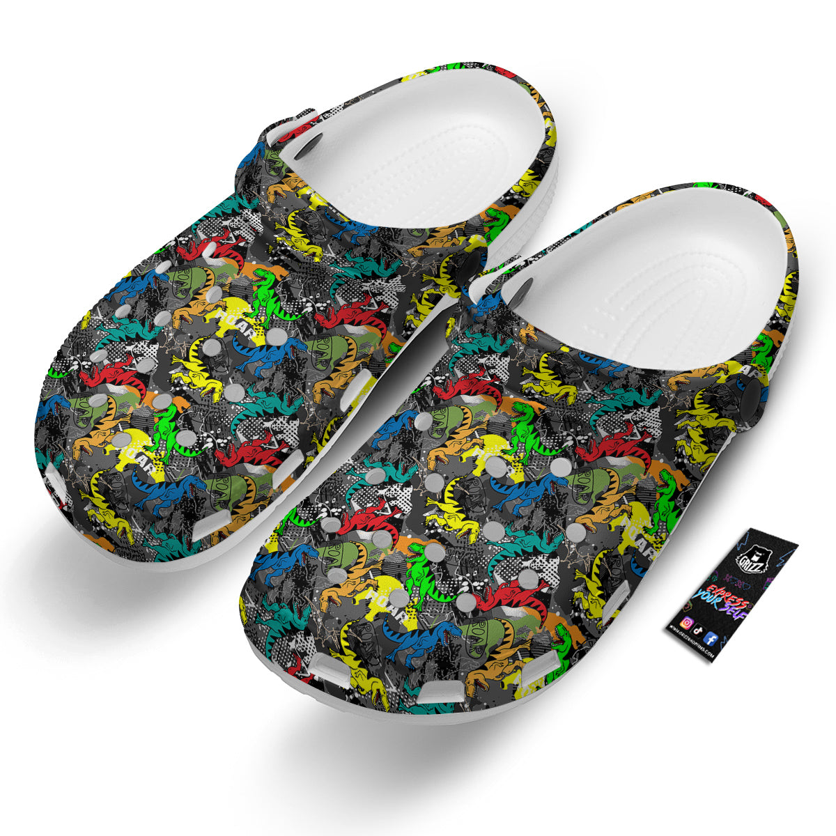 Tyrannosaurus Rex Colorful Print Clog-grizzshop