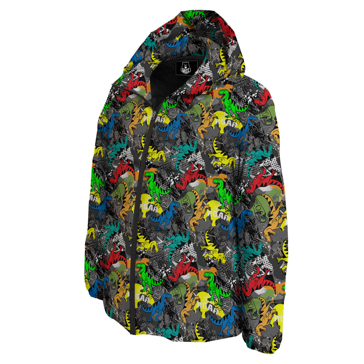 Tyrannosaurus Rex Colorful Print Down Jacket-grizzshop
