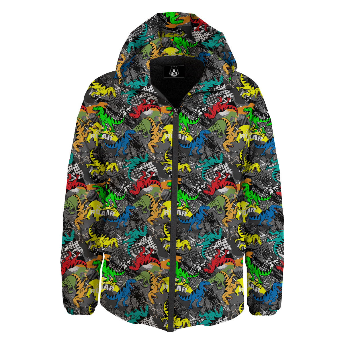 Tyrannosaurus Rex Colorful Print Down Jacket-grizzshop