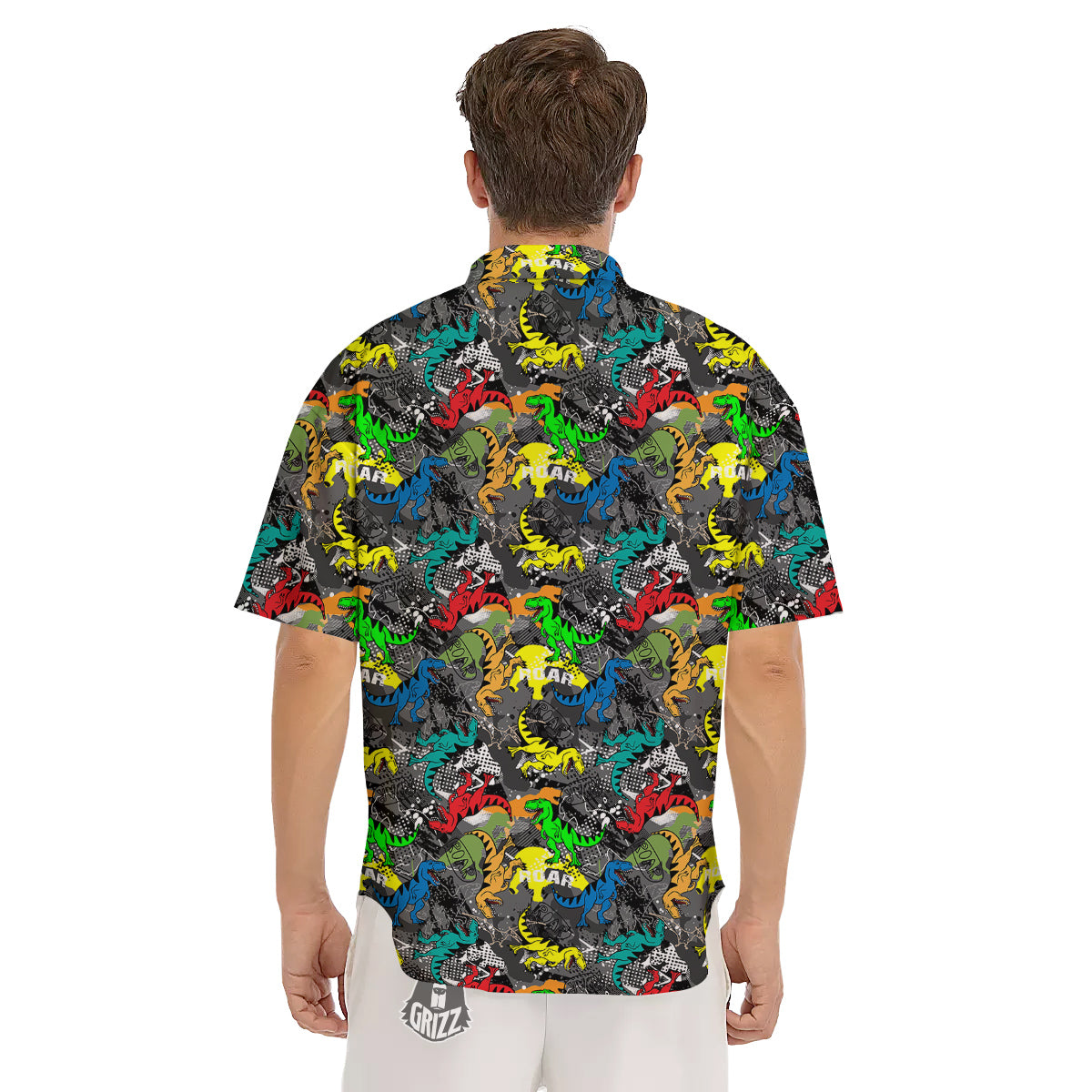Tyrannosaurus Rex Colorful Print Men's Short Sleeve Shirts-grizzshop