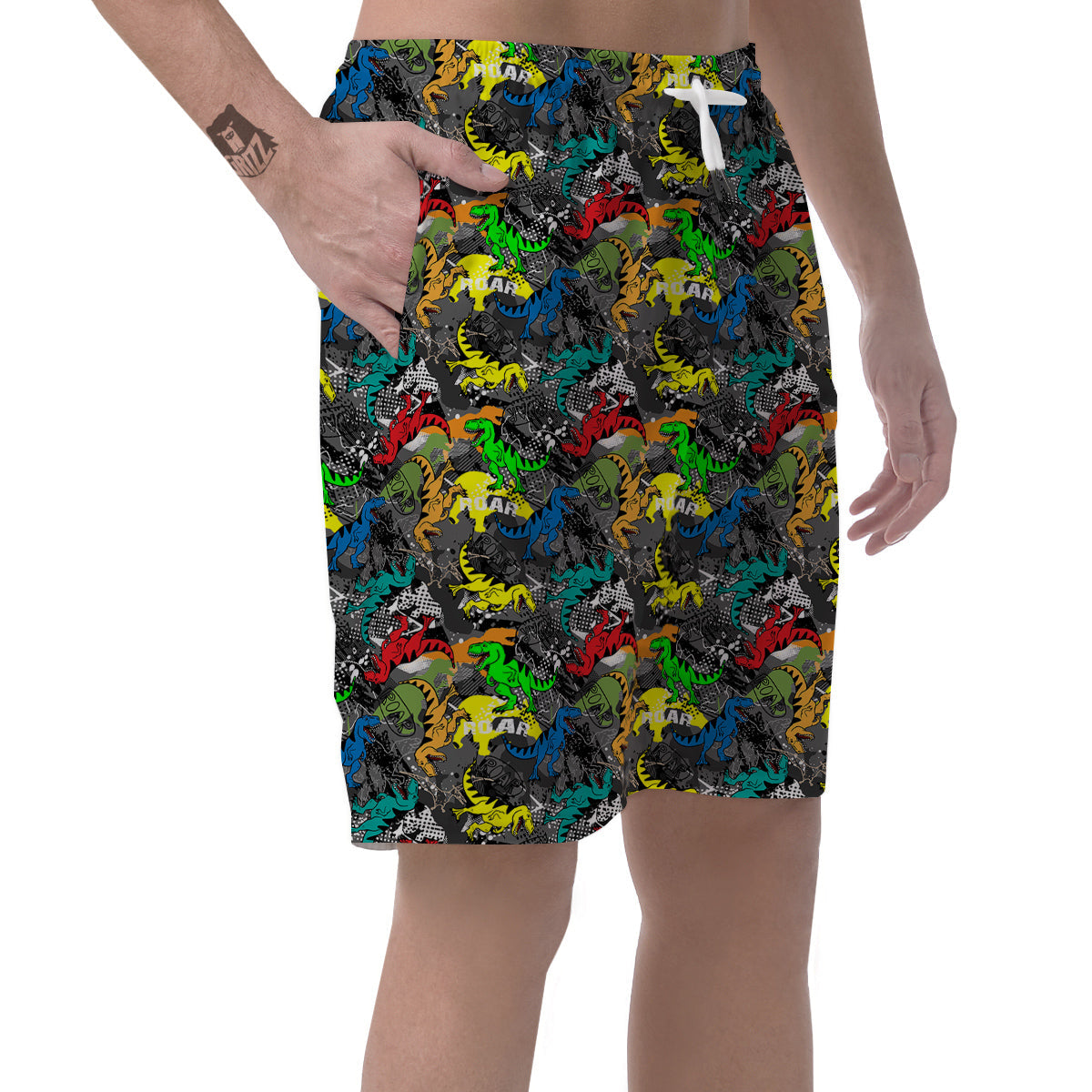 Tyrannosaurus Rex Colorful Print Men's Shorts-grizzshop