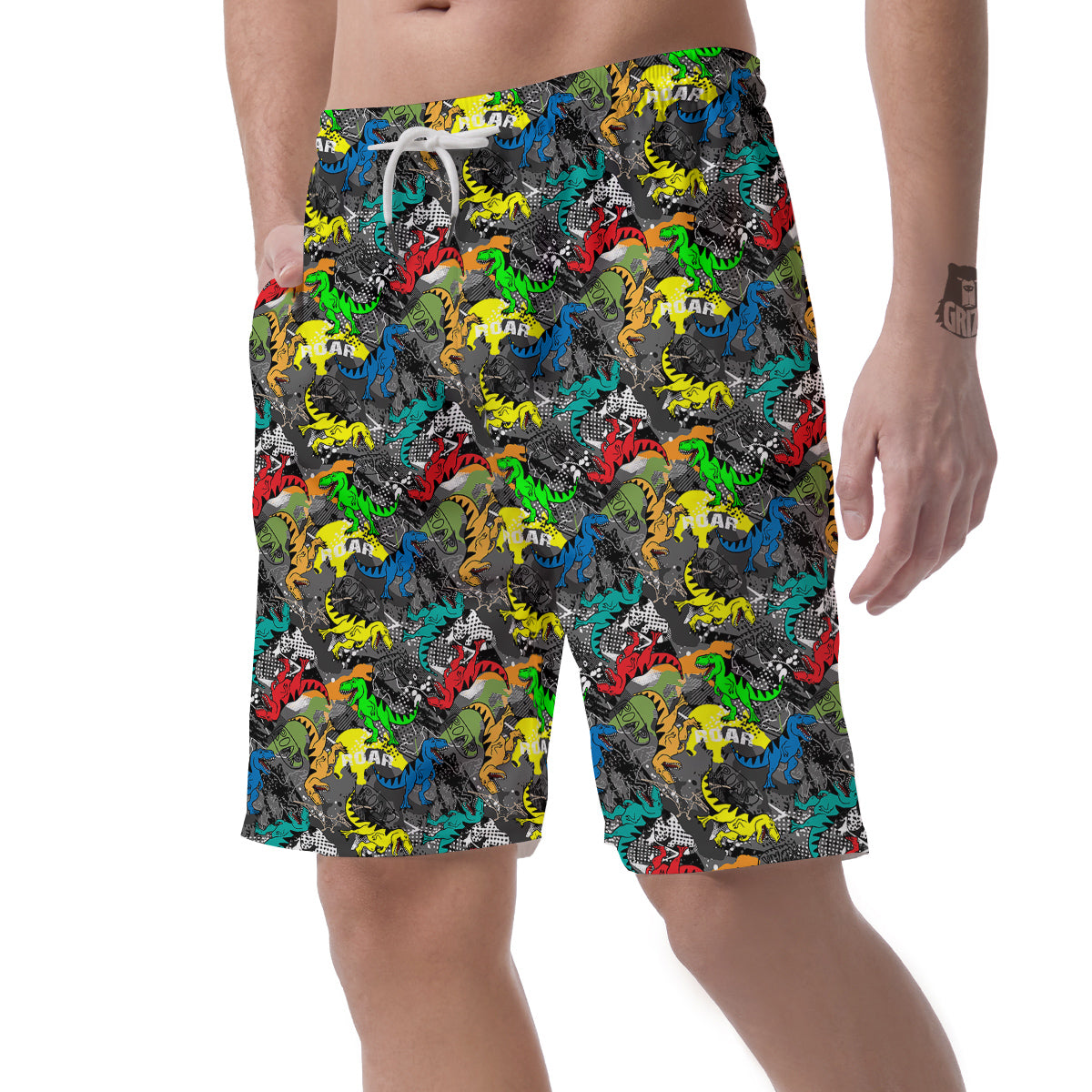 Tyrannosaurus Rex Colorful Print Men's Shorts-grizzshop