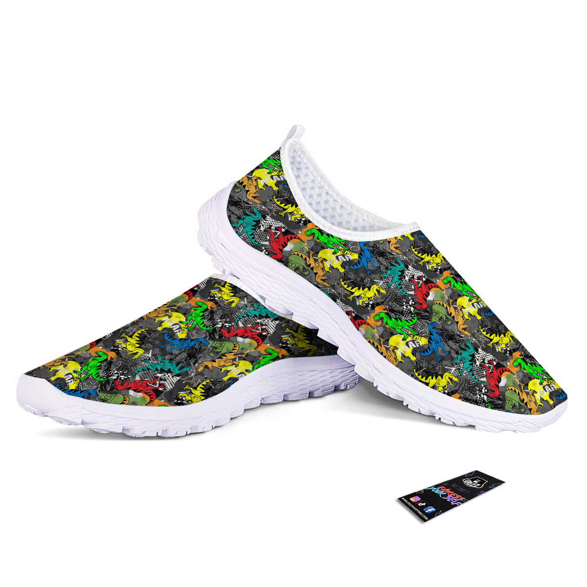 Tyrannosaurus Rex Colorful Print Nurse Shoes-grizzshop